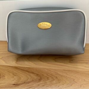 CHRISTIAN DIOR Parfums Perfume Cosmetic Makeup Bag Small Silver Gold Tone